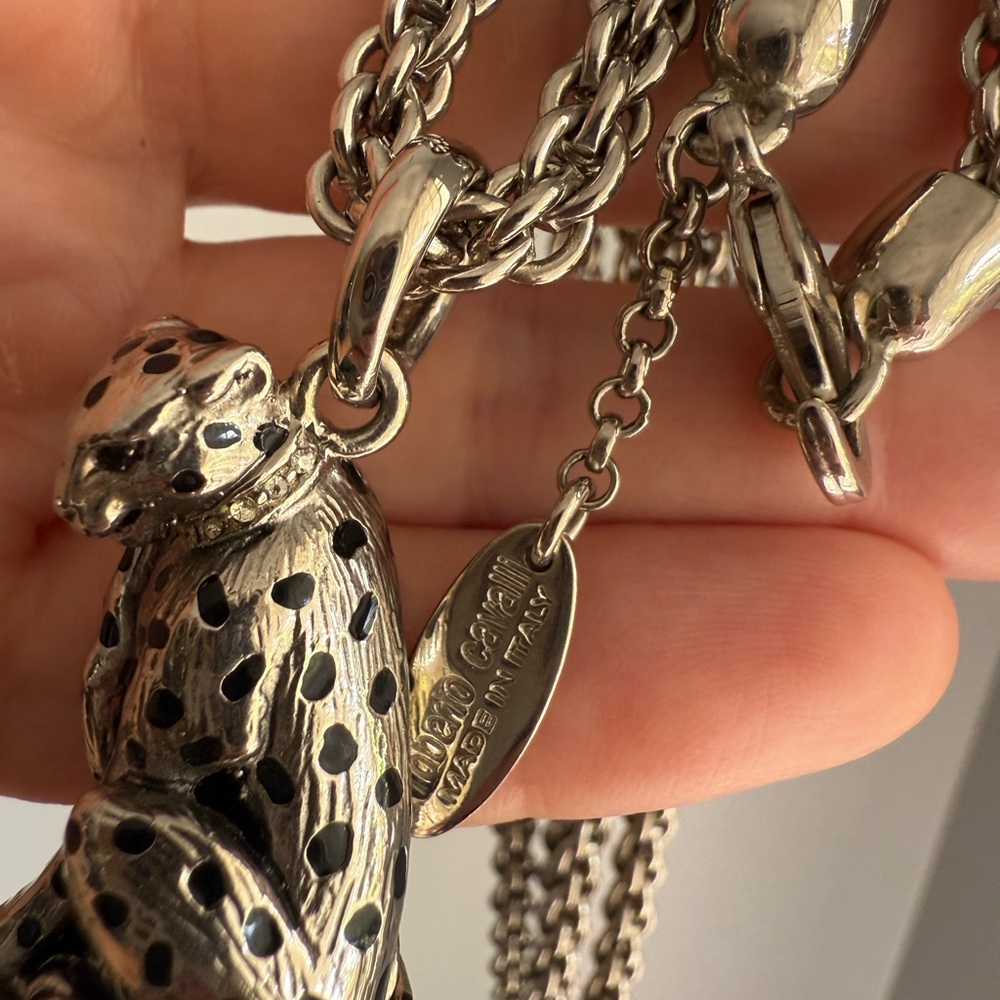 Roberto Cavalli Authentic Silver Color Chunky Panther Necklace - Picture 6 of 8